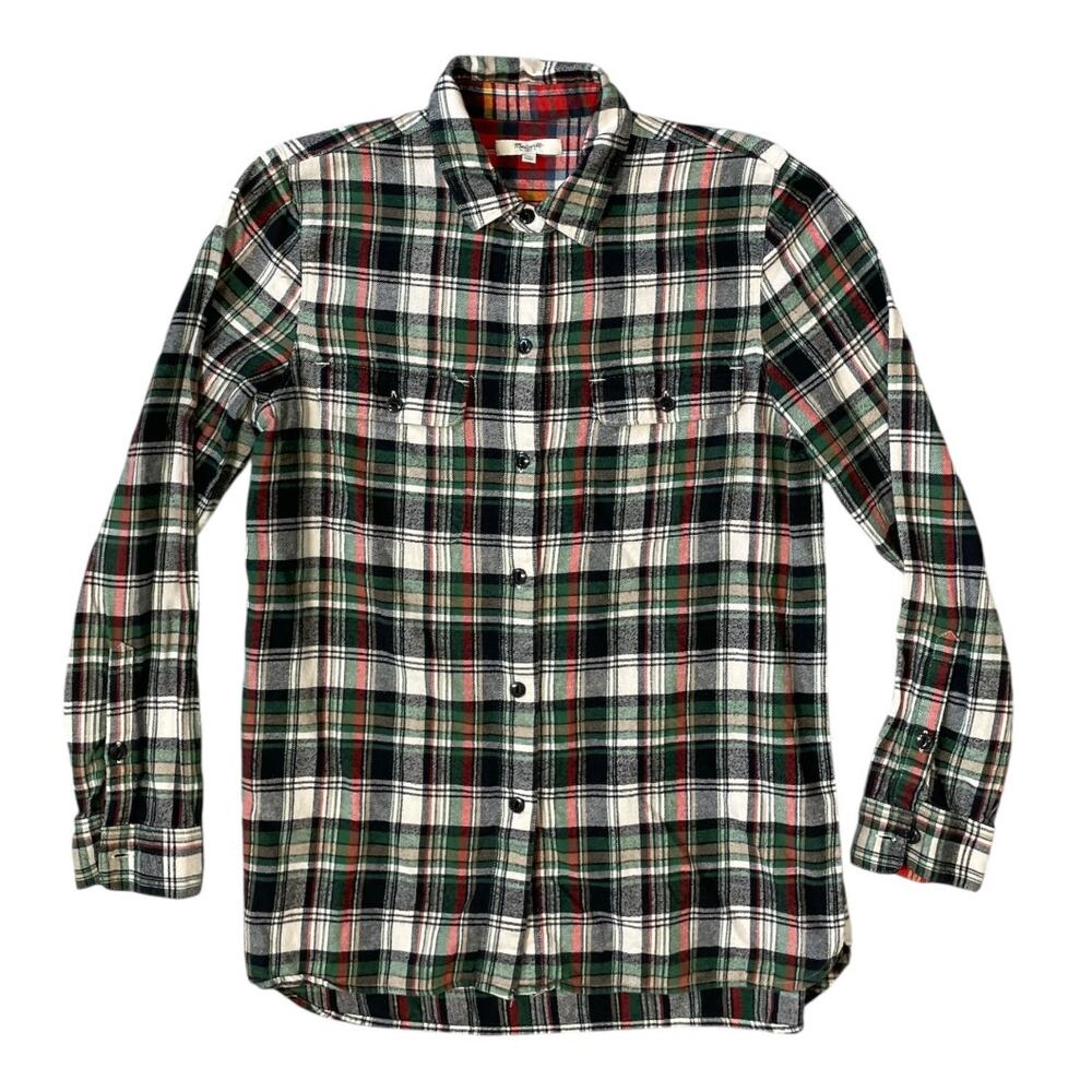 Madewell Plaid Flannel Button Down Shirt Medium Cozy Oversized Layering